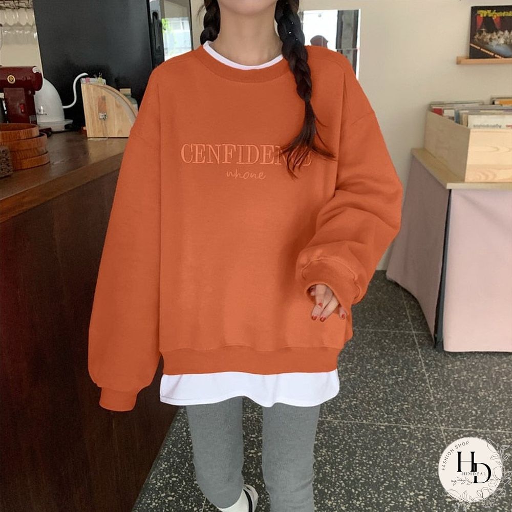 French Vintage Full Sleeve Sweatshirt Streetwear New Trendy Loose Fake Two Pullover 90S Embroidered Round Neck Women Hoodie