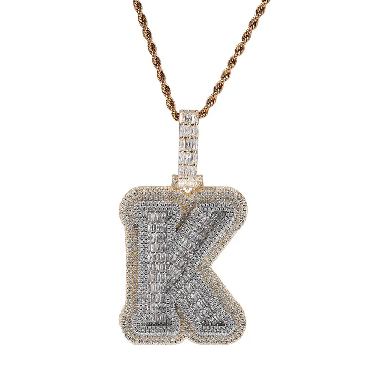 Custom Large Text Letter Pendants Iced Hip Hop Bling Bling Necklaces For Men