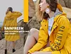 Outdoor women's waterproof long raincoat with hooded windbreaker