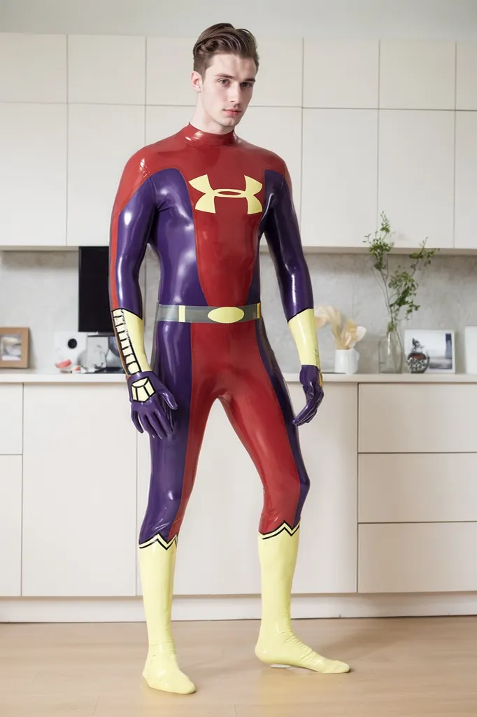 Men Latex Catsuits U Man Super Hero Gloves Feet cosplay