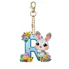 (US Local)PET Double Sided Special Shaped Easter Alphabet DIY Diamond Painting Keychain