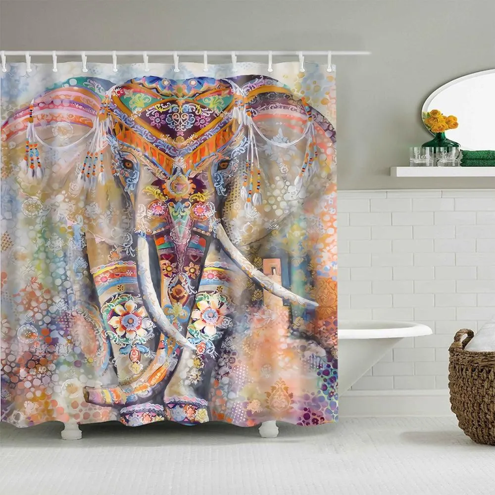 Animals Elephant Shower Curtain Bathroom Waterproof Polyester Shower Curtain Elephant Printed Curtains for bathroom shower