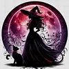 Witch And Cat Silhouette-11CT Stamped Cross Stitch 45*45cm/17.72*17.72in