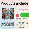 (US Local)3Pcs Special Shape Parrot 5D DIY Diamond Painting Bookmark with Pendants Craft Kit