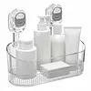 No-Drill Bathroom Suction Storage Box Reusable Multi Functional Suction Cup Shelf Detachable Transparent Storage Hanging Basket for Shampoo Conditioner Soap