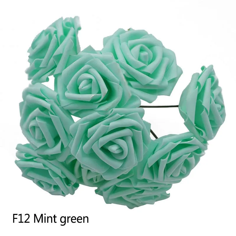 25 Heads 8CM New Colorful Artificial PE Foam Rose Flowers Bride Bouquet Home Wedding Decor Scrapbooking DIY Supplies
