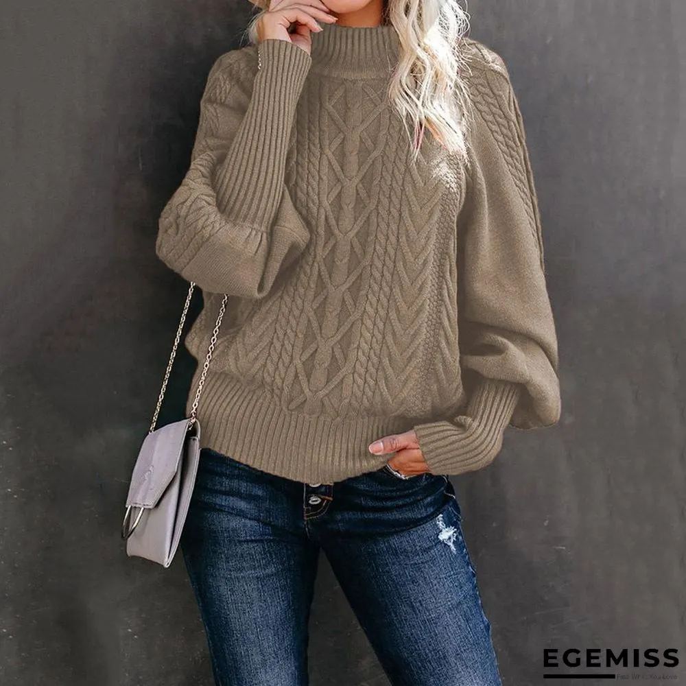 Collar Sweater Loose Long Sleeve Knitted Solid Color Sweater | EGEMISS