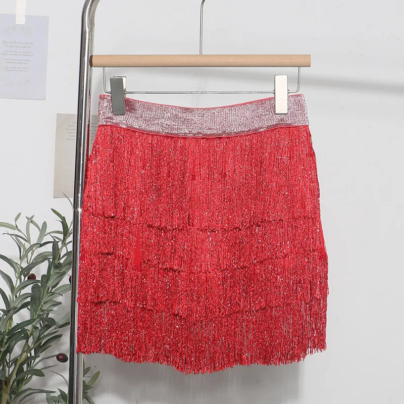 Churchf Shiny Tassel Dress Girl Autumn Design Small Babes Dance Irregular A Short Skirt 9039