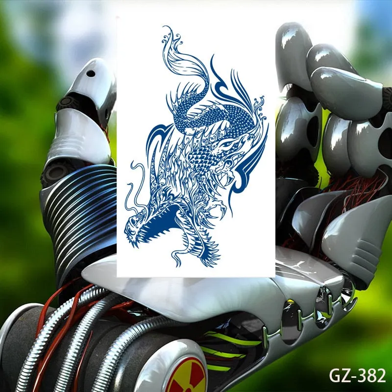 Temporary Tattoo Stickers Dragon Eagle Juice Timberwolves Ink Lasting Waterproof Natural Arm Body Chest Realistic Art Fake Tatoo