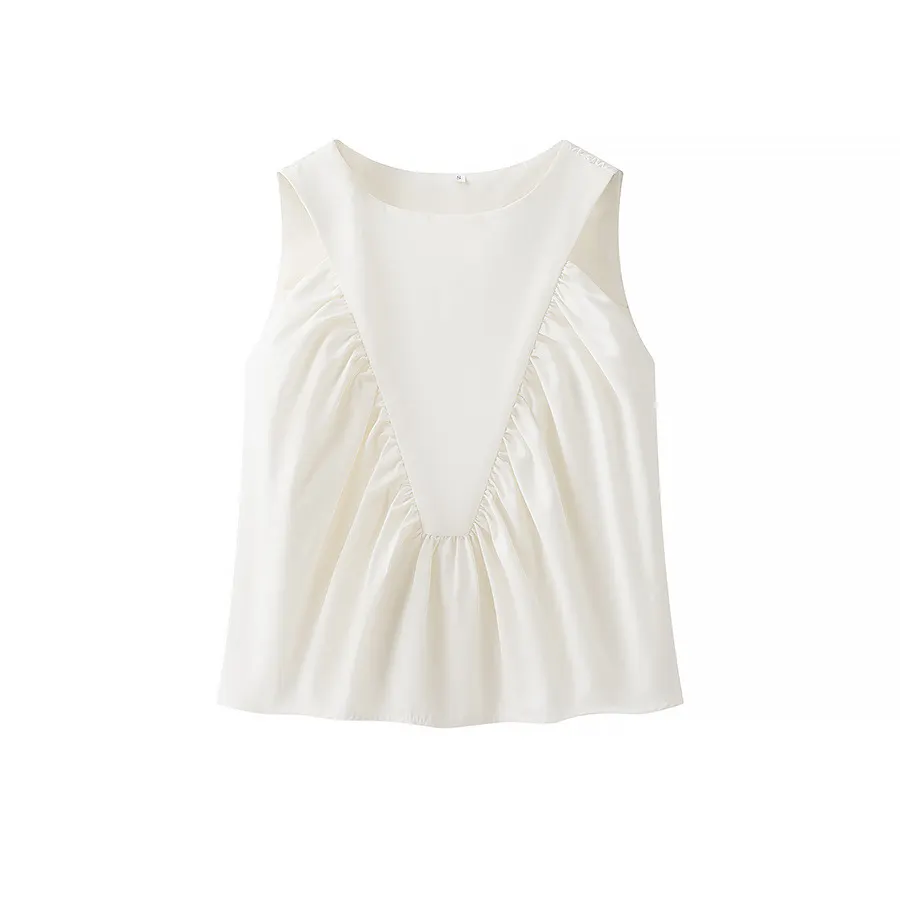 Nigikala Nigikala Women's Dress 2025 Summer Collar Sleeveless Wrinkle Shirt Shirt Top Women C92423F