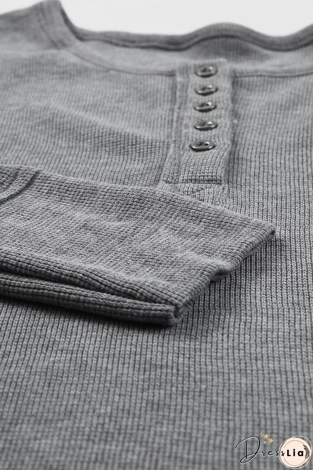 Casual Waffle Knit Henley Shirt