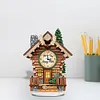 (US Local)Acrylic Special Shaped Wooden Hut FlowersHut 5D Diamond Painting Clock Art Cra