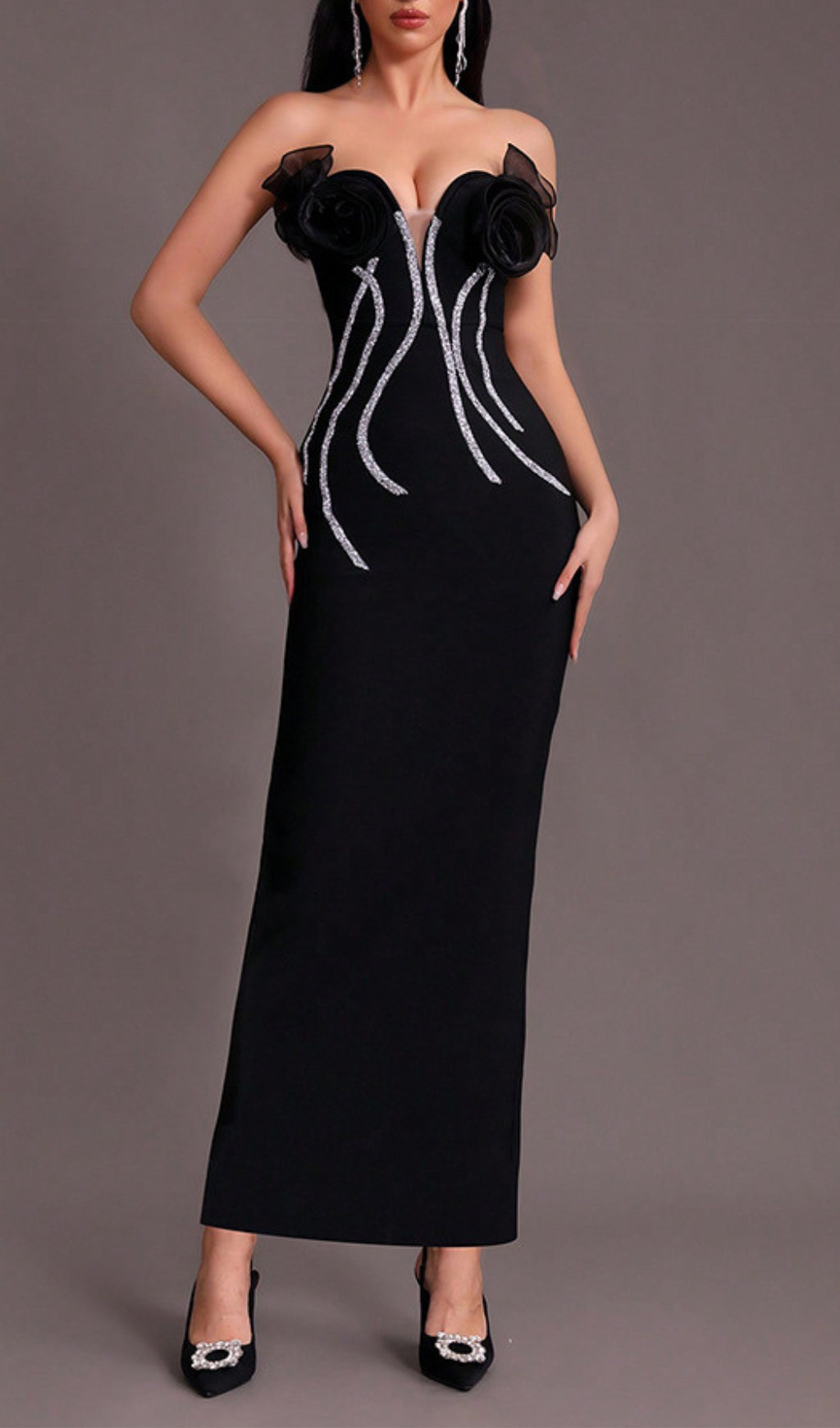 Altessa V Neck Bandage Maxi Dress Flowering Girl