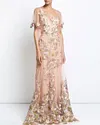 Elegant Floral V Neck Gown