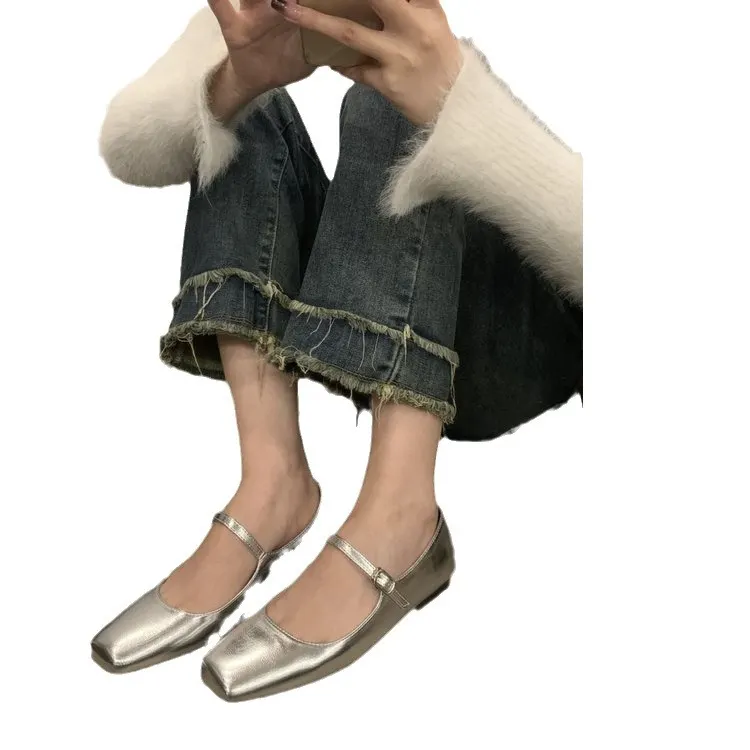 Churchf Churchf Mary Jane Shoes Women Spring 2024 New Flat Square Head Shallow A Word With Temperament Single Shoes Women