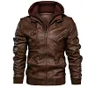 Men's Winter Thick Hooded Leather Jacket Coat