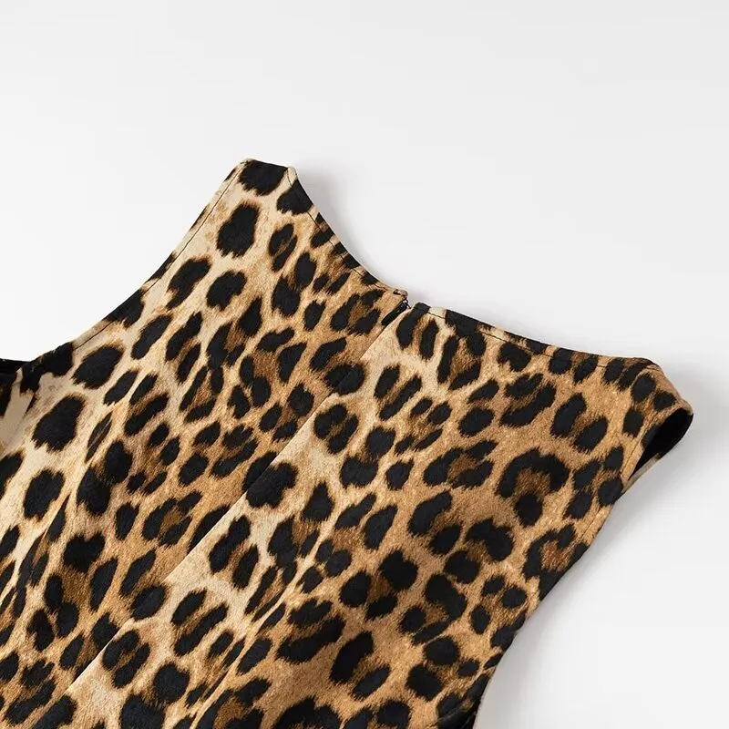 Churchf Churchf Summer 2024 Women's Sleeveless High Waist Animal Print Dress