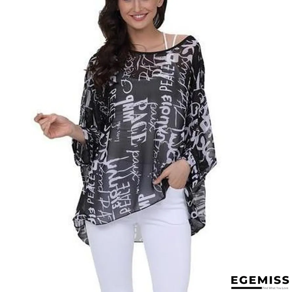 6XL Plus Size Women Chiffon Blouse Shirt Batwing Sleeve Tops Blouses | EGEMISS