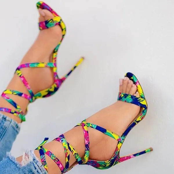 Lace-Up Closure Single Sole Heels