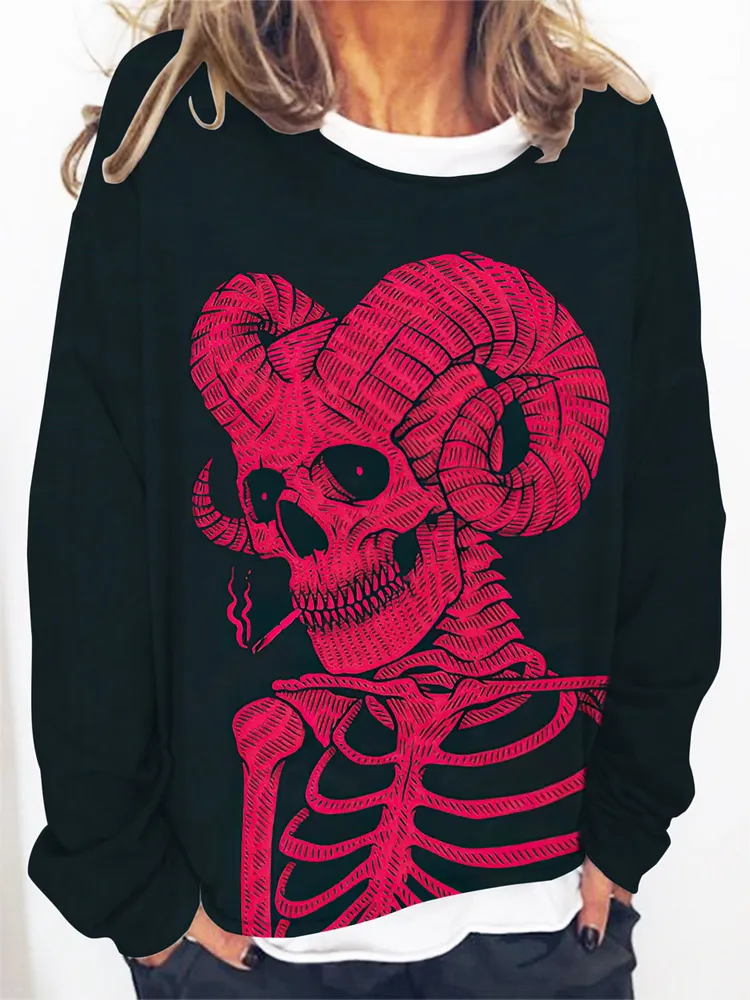 Halloween Ram Skull Couple T-Shirt