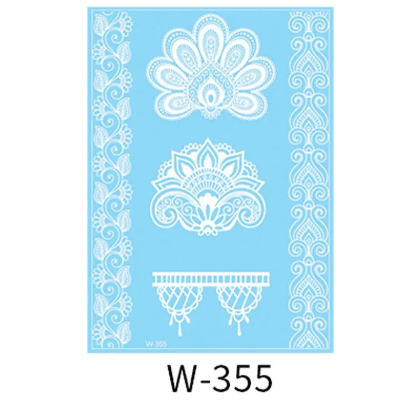 Sexy Henna Mehndi Tattoo White Lace Necklace Flower Water Transfer Temporary Tatoo Sticker Body Art Waterproof for Wedding Beach