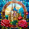 Rose Castle Glass Painting-Paint by Numbers Acrylic Painting 40*40CM