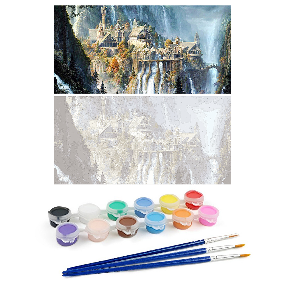 Castle in the Mountains-Paint by Numbers-80x40cm