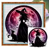 Witch And Cat Silhouette-11CT Stamped Cross Stitch 45*45cm/17.72*17.72in
