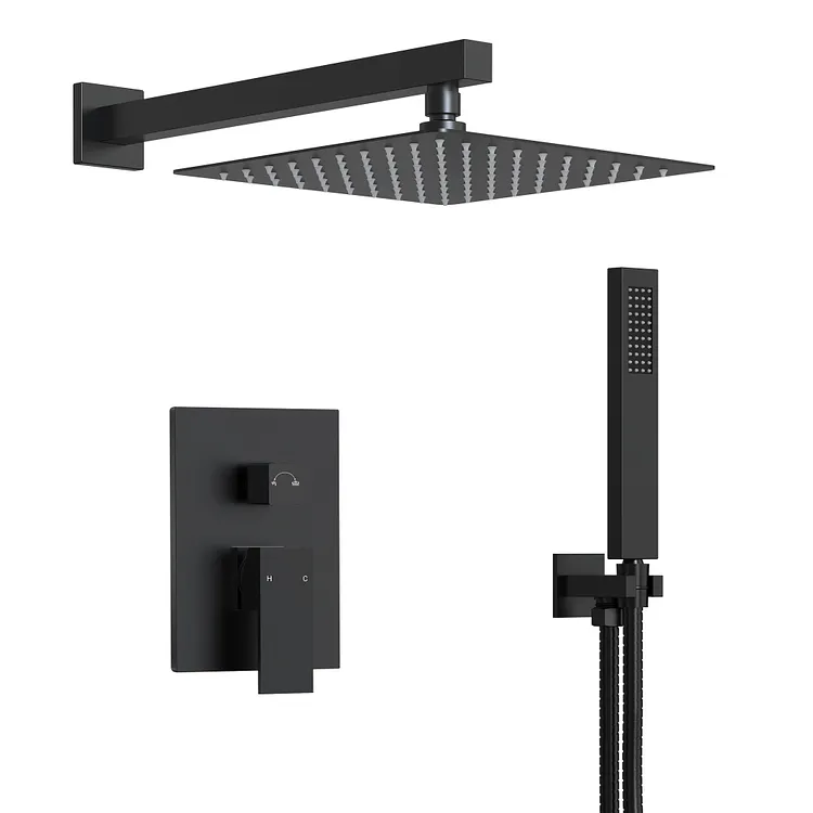 EVERSTEIN Rainfall Shower System in Matte Black 10 In. 