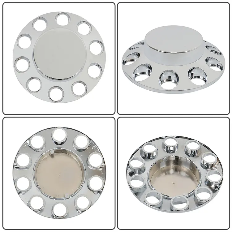 SEBLAFF Axle Cover Chrome 33mm Dome Combo Kit 2 Front and 4 Rear Replacement for 10-Lug 20 22.5 24.5 Semi Truck Wheels
