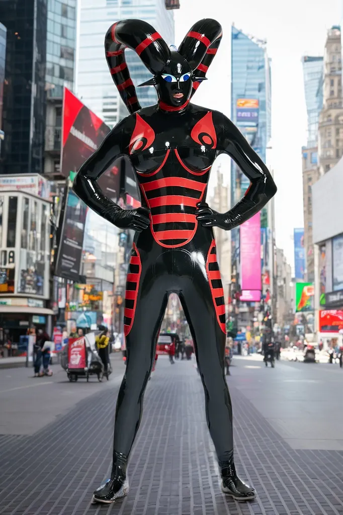 Men Latex Catsuits Alien  Scope Unisex Inflatable Total Body Catsuit Female Alien Xenomorph Costume  - Black & Red