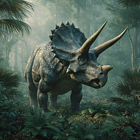 Triceratops in Forest - Diamond Painting