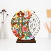 Flower Cross Diamond Painting Unique Wooden Rotating Calendar for Home Office