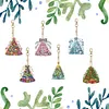 (US Local)6PCS  Christmas Tree DIY Diamond Painting Keychain Diamond Art Keyrings
