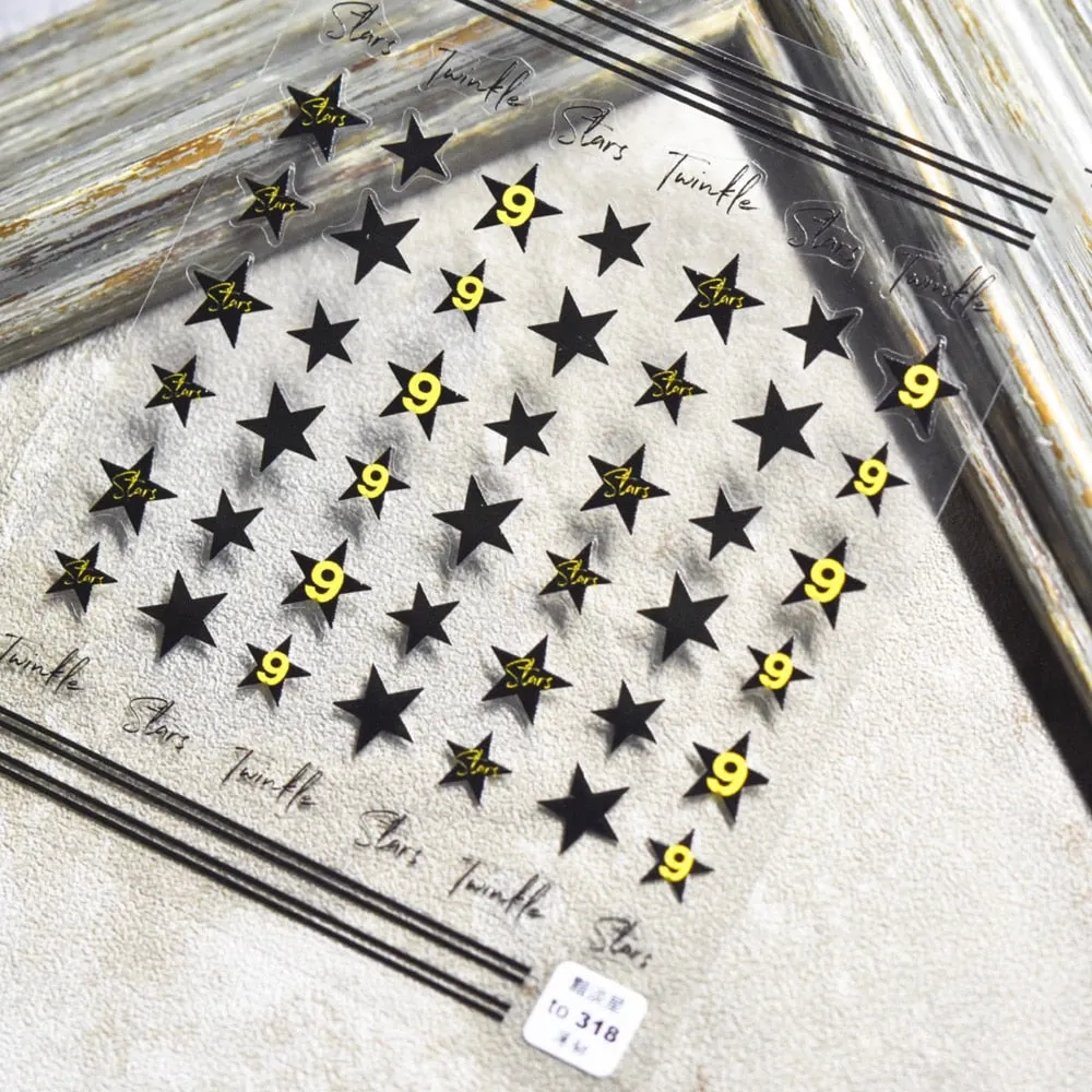 Heart & Star Bubble Cute Image Quality 3D Engraved Nail Stickers Nail Art Decorations Nail Decals Design