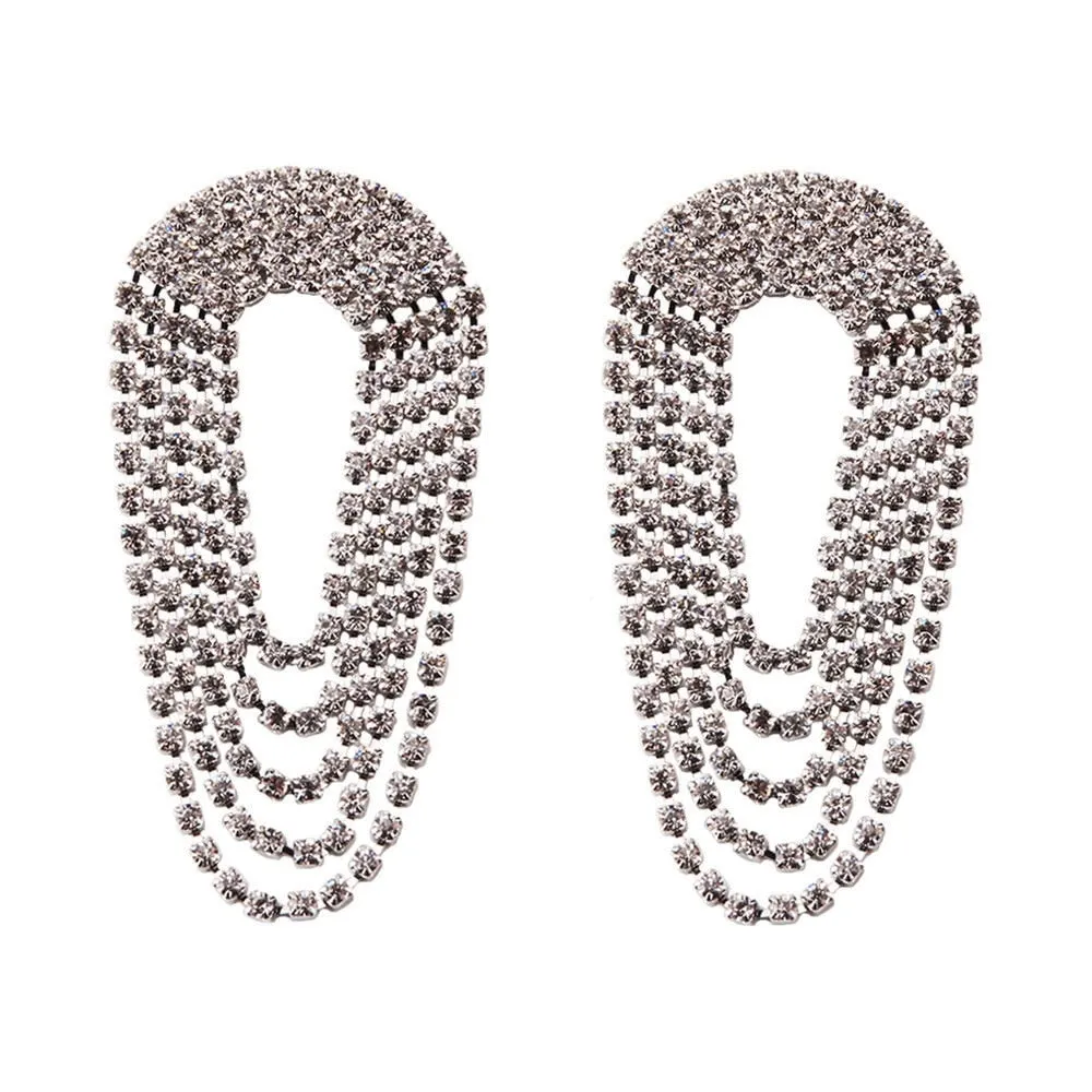Dvacaman New Shiny Rhinestone Earrings Tassel Drop Earrings For Women Luxury Jewelry Long Dangle Earrings 2022 Party Accessories