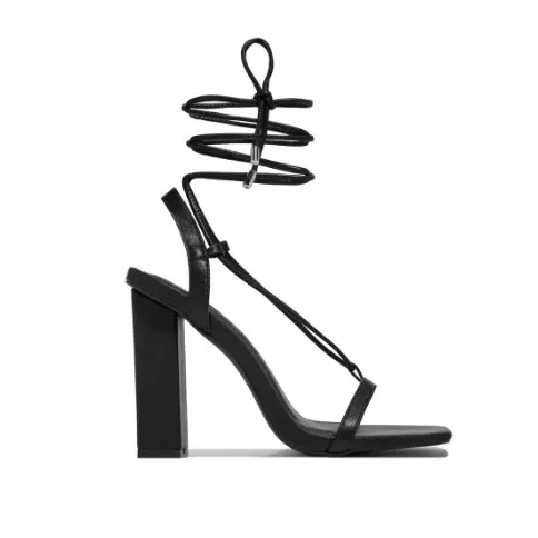 Women's Silver-Tone Hardware Thong Squared Toe Heels