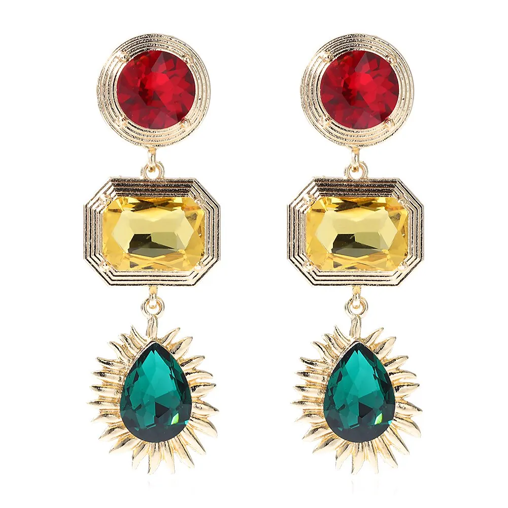 Dvacaman Newest Multicolor Crystal Drop Earrings Fine Jewelry Accessories For Women Fashion Rhinestone Tassel Earrings Wholesale