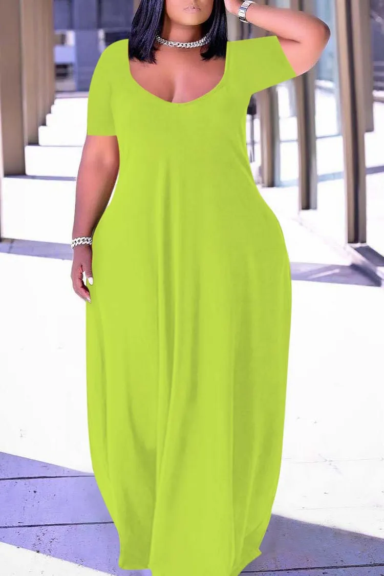 Xpluswear Plus Size Casual Burgundy Short Sleeves Solid Cocoon Summer Sun Maxi Dress 2024 - Xpluswear
