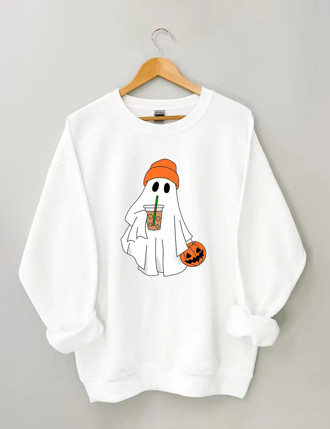 Cute Ghost Drinking Coffee Sweatshirt