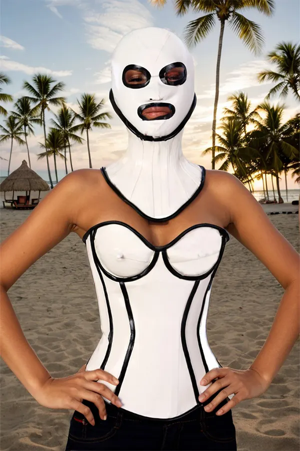Women Latex Corsets Hourglass White Black