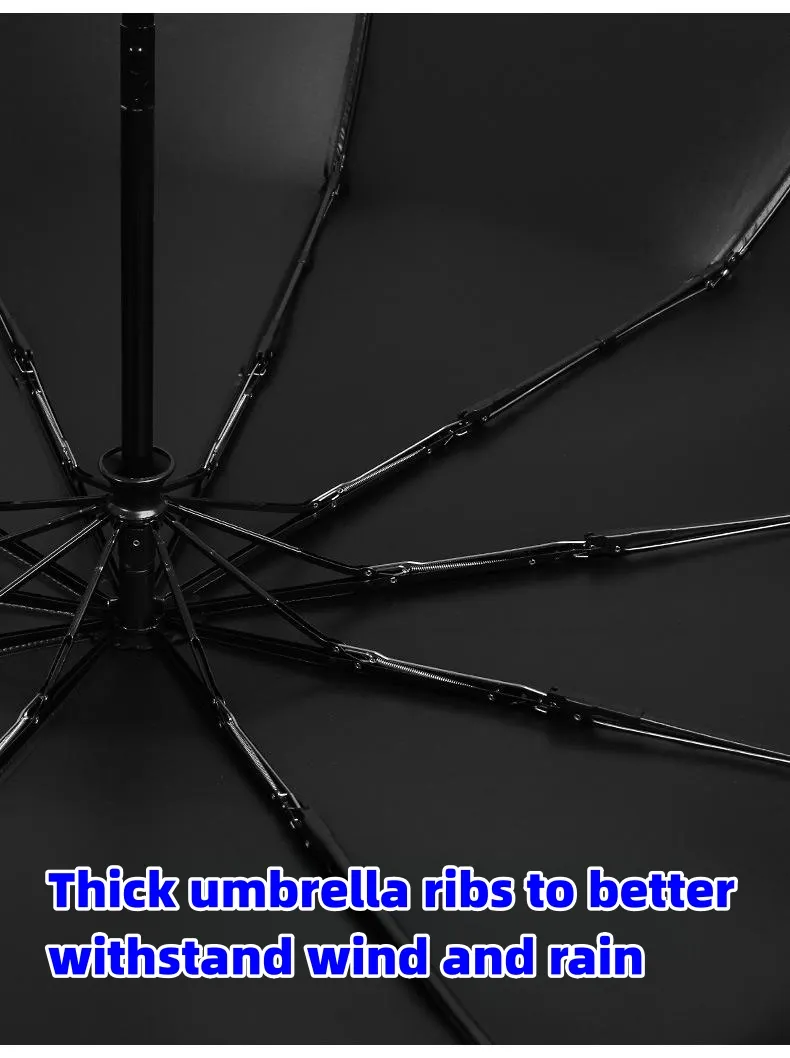  VIP business folding 10-bone black plastic umbrella