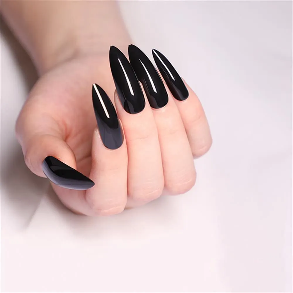 Nail Art Fake Nails Stiletto Tips Clear Press on Long False with Glue Coffin Stick Display Full Cover Artificial Designs Matte