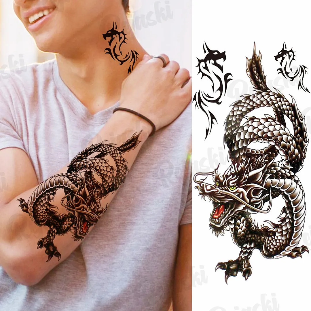 Sdrawing Thorns Temporary Tattoos For Adults Men Realistic Totem Maori Lion Compass Flower Tiger Fake Tattoo StickerArm Tatoos DIY