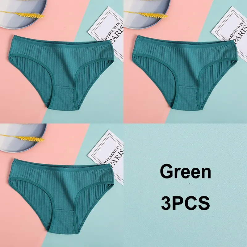 3PCS Cotton Panties Women's Underwear Casual Solid Color Panties for Women Intimate Lingerie Sexy Briefs Female Underpants M-XL