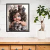 Little Girl And Cat-11CT Stamped Cross Stitch 40*50cm/15.75*19.69in