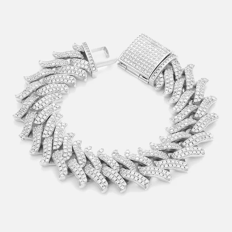 Iced Out Miami Bramble Cuban Chains Link Hip Hop Bling Bling Bracelets 20MM