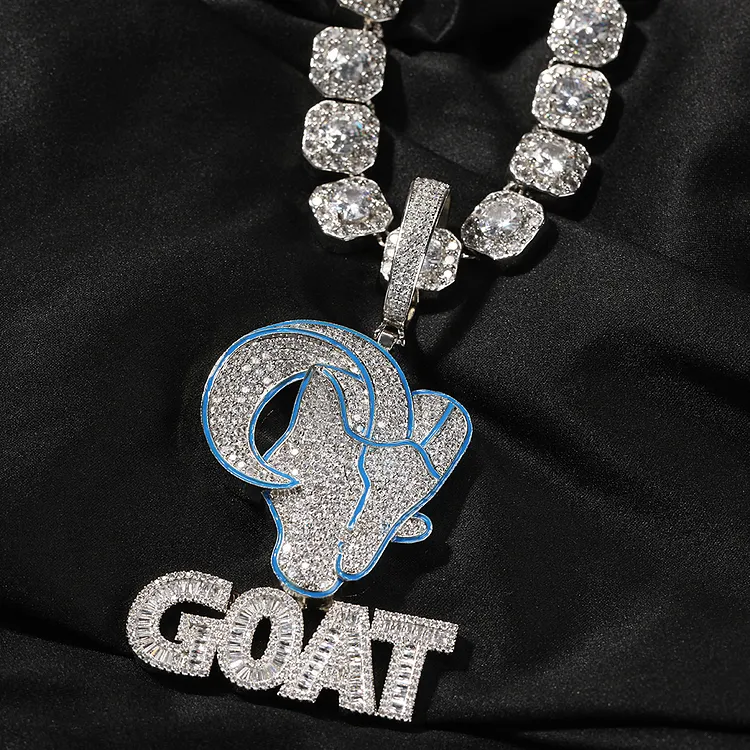 Iced Out Goat Animal Pendants Hip Hop Bling Bling Necklaces For Women And Men