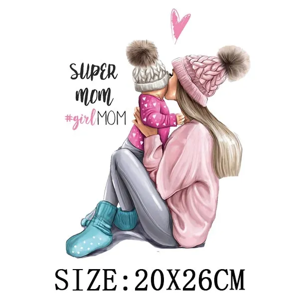 Mom&Children Thermal Stickers On T-shirt DIY Washable Patch On Clothes Lovely Design Iron On Transfer For Hoodies Hat Decoration
