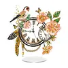 (US Local)Acrylic Special Shape Flower Bird Diamond Painting Clock Ornaments Kit for Home